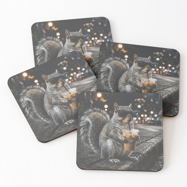 Item preview, Cool Squirrel Drinking Iced Coffee Wearing Sunglasses Meme designed and sold by raedattia.