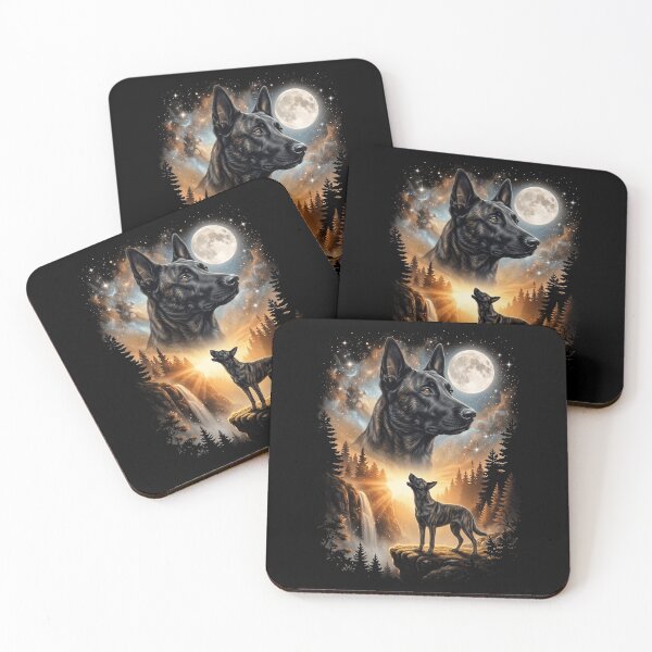 Item preview, Dutch Shepherd Howling Moon Art Dog Mom Dad Lover designed and sold by dian-rody-crest.