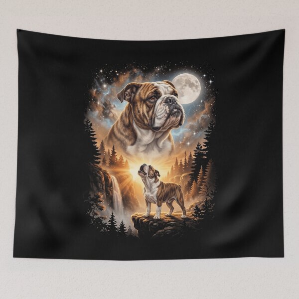 Item preview, English Bulldog Howling Moon Art Dog Mom Dad Lover designed and sold by dian-rody-crest.