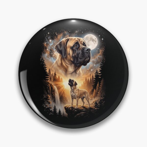 Item preview, English Mastiff Howling Moon Art Dog Mom Dad Lover designed and sold by dian-rody-crest.