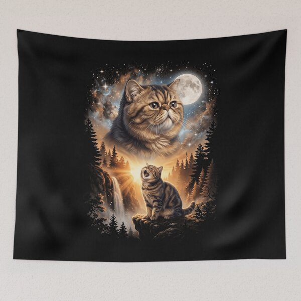 Item preview, Exotic Shorthair Howling Moon Art Cat Mom Dad Lover designed and sold by dian-rody-crest.