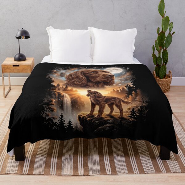 Item preview, Field Spaniel Howling Moon Art Dog Mom Dad Lover designed and sold by dian-rody-crest.