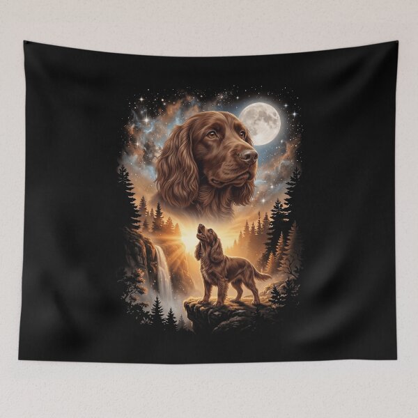 Item preview, Field Spaniel Howling Moon Art Dog Mom Dad Lover designed and sold by dian-rody-crest.
