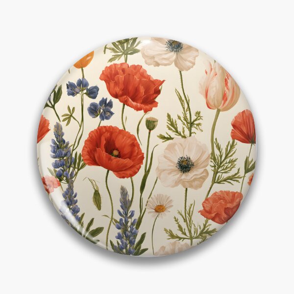 Item preview, Wildflower Meadow Botanical Pattern – Vintage Poppies, Anemones & Lupines Floral Design designed and sold by KAM-KAM-STORE.