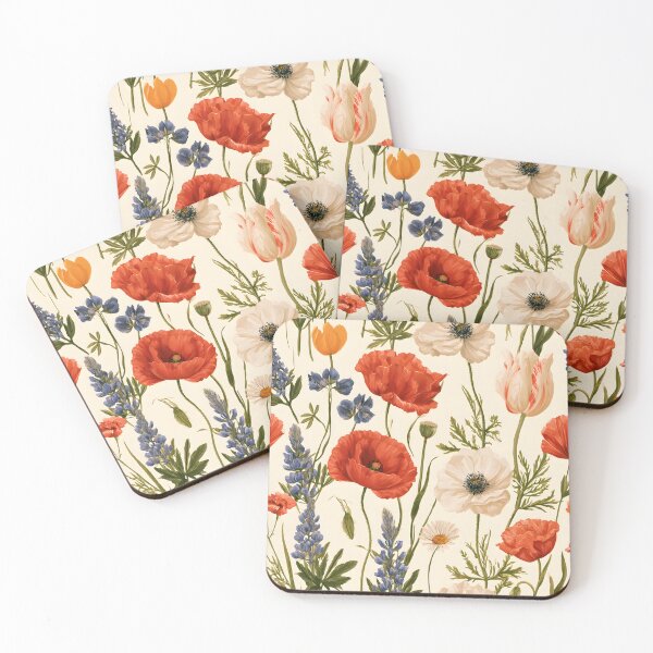 Item preview, Wildflower Meadow Botanical Pattern – Vintage Poppies, Anemones & Lupines Floral Design designed and sold by KAM-KAM-STORE.