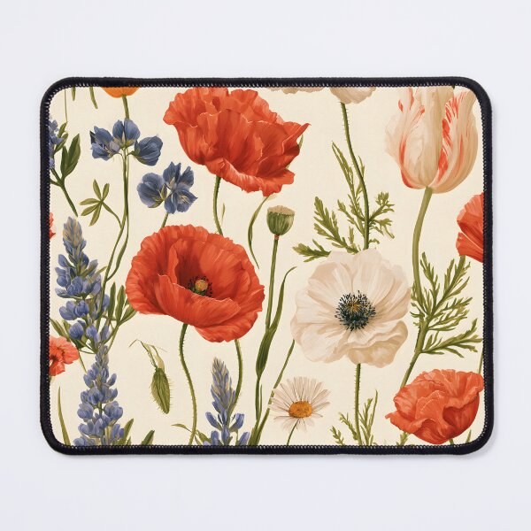 Item preview, Wildflower Meadow Botanical Pattern – Vintage Poppies, Anemones & Lupines Floral Design designed and sold by KAM-KAM-STORE.