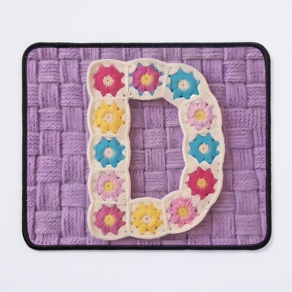 Item preview, Granny Square Letter D Floral Crochet Lavender designed and sold by LuisWorks.