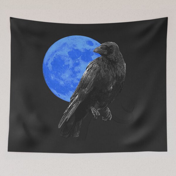Item preview, Gothic moon with common raven, beautiful Halloween style, gothic raven motif designed and sold by Kirei-Lily.