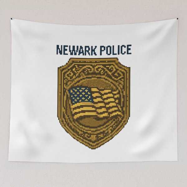 Item preview, Newark Police Retro Pixel Art Badge  Vintage 8-Bit American Flag Law Enforcement Design designed and sold by pawsome purrfect.