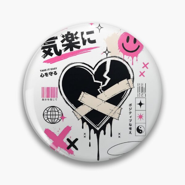 Artikelvorschau, Streetwear-T-Shirt mit gebrochenem Herzen, japanischem Graffiti-Motiv entworfen und verkauft von Popsystore2.