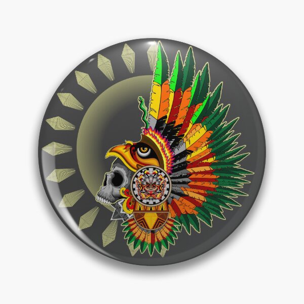 Item preview, Aztec Eagle Warrior Skull Mask with tribal elements and feathers Crown designed and sold by BluedarkArt.
