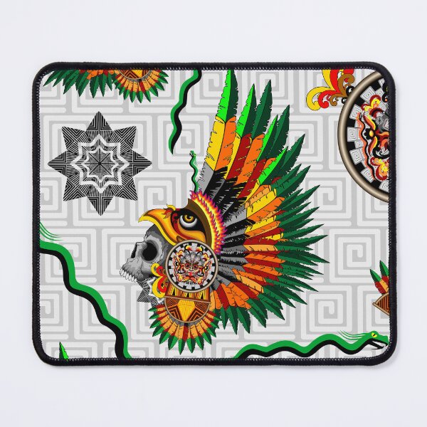 Item preview, Aztec Eagle Warrior Skull Mask with tribal elements and feathers Crown designed and sold by BluedarkArt.