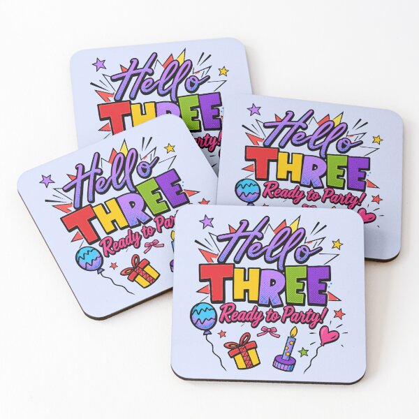 Item preview, Hello Three Ready To Party 3rd Birthday Pop Art Comic Kids Celebration Graphic designed and sold by illeN-Art-World.