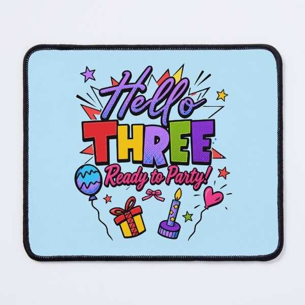 Item preview, Hello Three Ready To Party 3rd Birthday Pop Art Comic Kids Celebration Graphic designed and sold by illeN-Art-World.