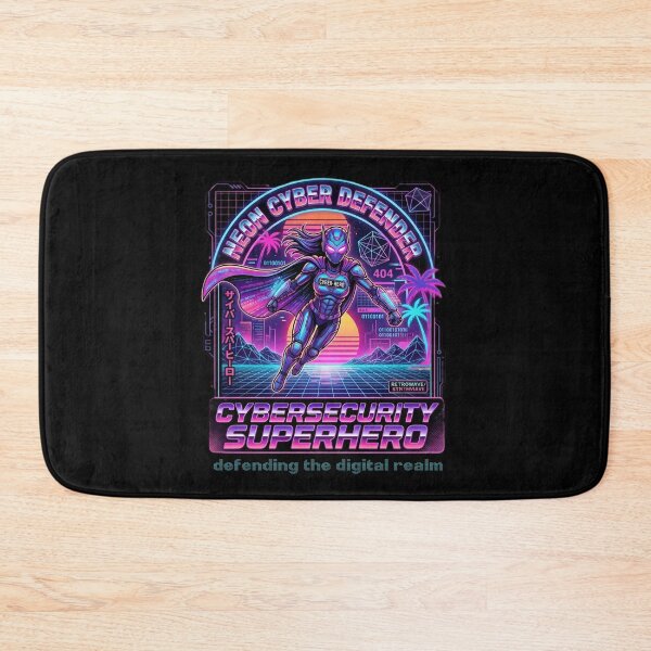 Item preview, Neon Cybersecurity Defender - Retro Synthwave Digital Guardian designed and sold by SidTastic .