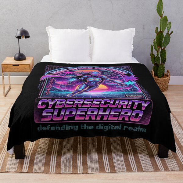 Item preview, Neon Cybersecurity Defender - Retro Synthwave Digital Guardian designed and sold by SidTastic .
