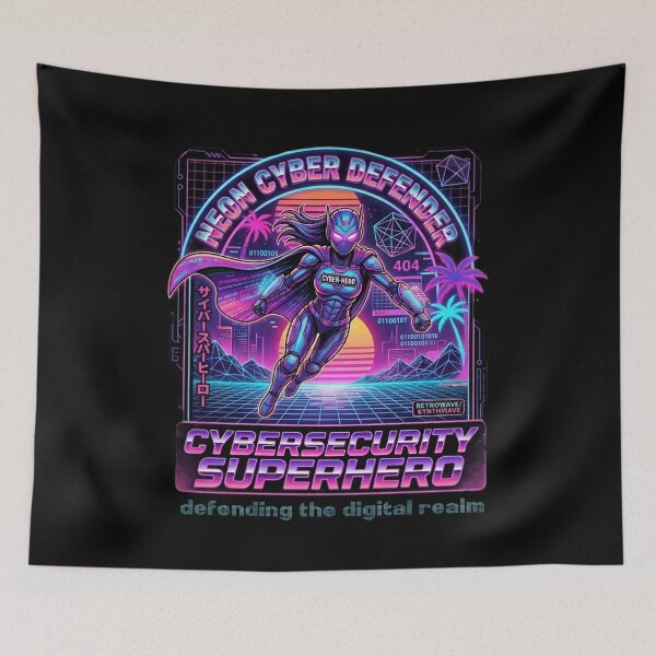 Item preview, Neon Cybersecurity Defender - Retro Synthwave Digital Guardian designed and sold by SidTastic .