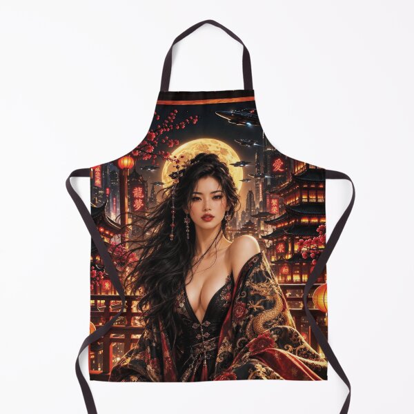 Item preview, Cyberpunk Dragon Robe Portrait of East Asian Woman designed and sold by Lucia Amaris Art.