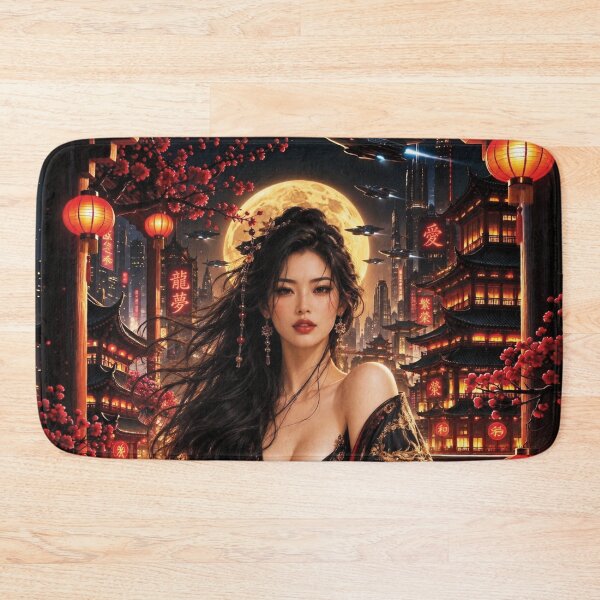 Item preview, Cyberpunk Dragon Robe Portrait of East Asian Woman designed and sold by Lucia Amaris Art.
