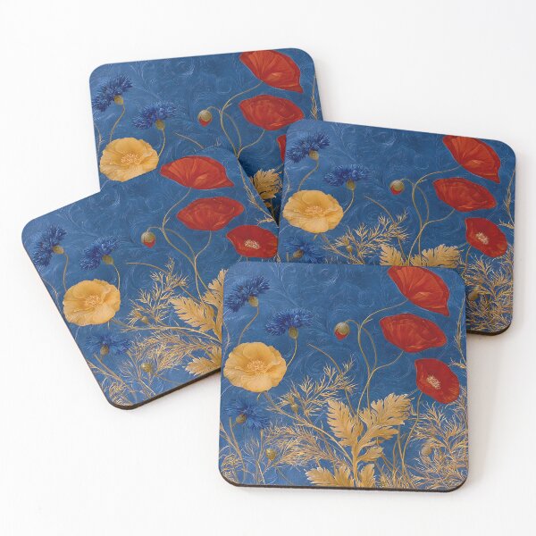 Item preview, Midnight Wildflowers – Elegant Poppies & Cornflowers Botanical Art designed and sold by KAM-KAM-STORE.