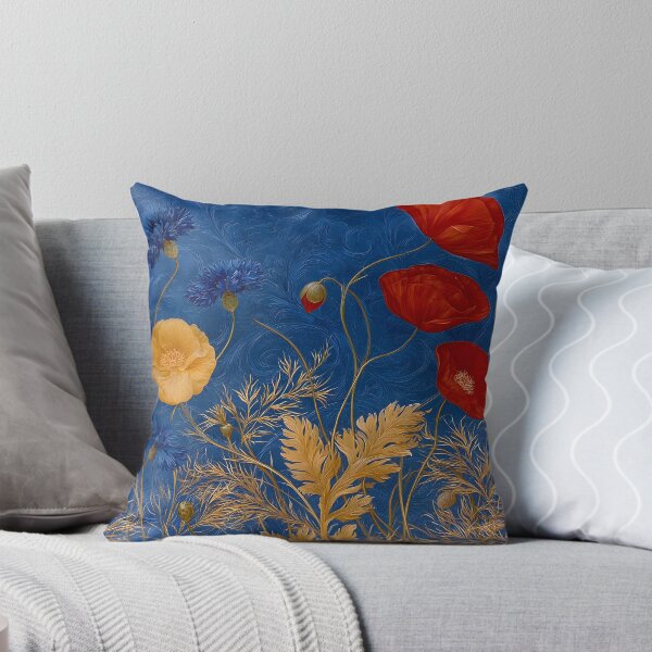 Item preview, Midnight Wildflowers – Elegant Poppies & Cornflowers Botanical Art designed and sold by KAM-KAM-STORE.