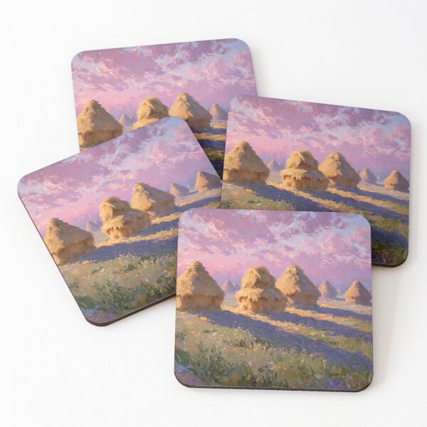 Item preview, Impressionist Landscape - Haystacks Sunset designed and sold by Late Theory.