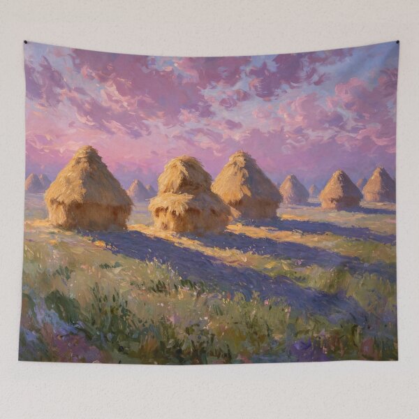 Item preview, Impressionist Landscape - Haystacks Sunset designed and sold by Late Theory.