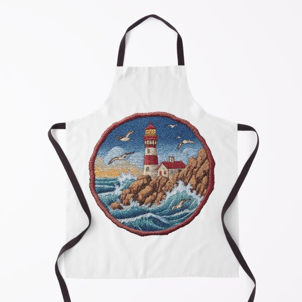 Item preview, Lighthouse on the rugged coastal reef Patch designed and sold by filou designs.