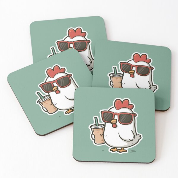 Item preview, Iced Coffee Hen Kawaii, Gifts For Coffee Lovers designed and sold by Lina Caro.