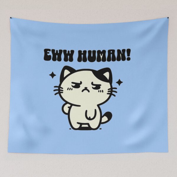 Item preview, Eww Human - Funny Sassy Cat Retro Kawaii Line Art designed and sold by GenZFashion000.