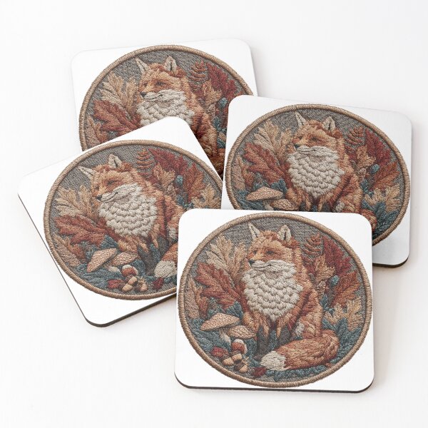 Item preview, Fox Patch in autumn leaves designed and sold by filou designs.