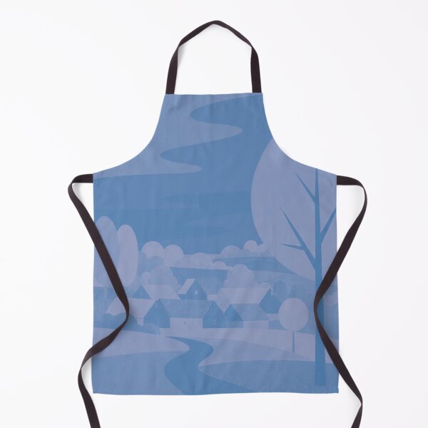Item preview, Homeward — Village at Dusk/blue designed and sold by WanderEastArt.