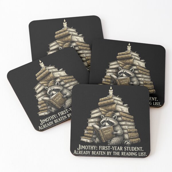 Item preview, Dark Academia Raccoon Jimothy First Year Student Reading List Funny Art designed and sold by thoughtswear.