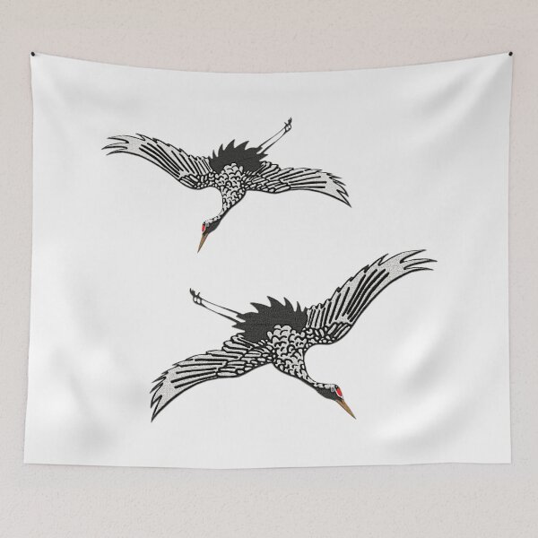 Item preview, flying red-crowned cranes, bird lover outfits, japanese art designed and sold by Kirei-Lily.