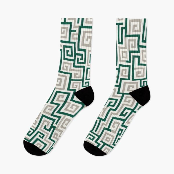 Item preview, Greek Key Labyrinth Pattern – Emerald and Sand Geometric Design designed and sold by Skaldcraft.