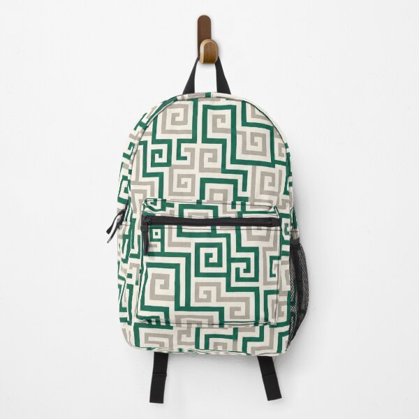 Item preview, Greek Key Labyrinth Pattern – Emerald and Sand Geometric Design designed and sold by Skaldcraft.
