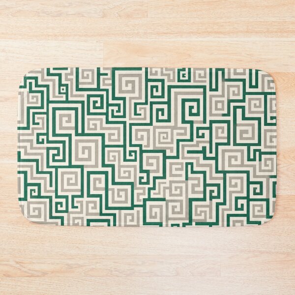 Item preview, Greek Key Labyrinth Pattern – Emerald and Sand Geometric Design designed and sold by Skaldcraft.
