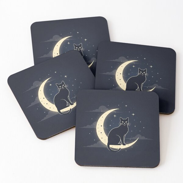 Item preview, Black Cat Sitting on Crescent Moon designed and sold by Michaelragheb.