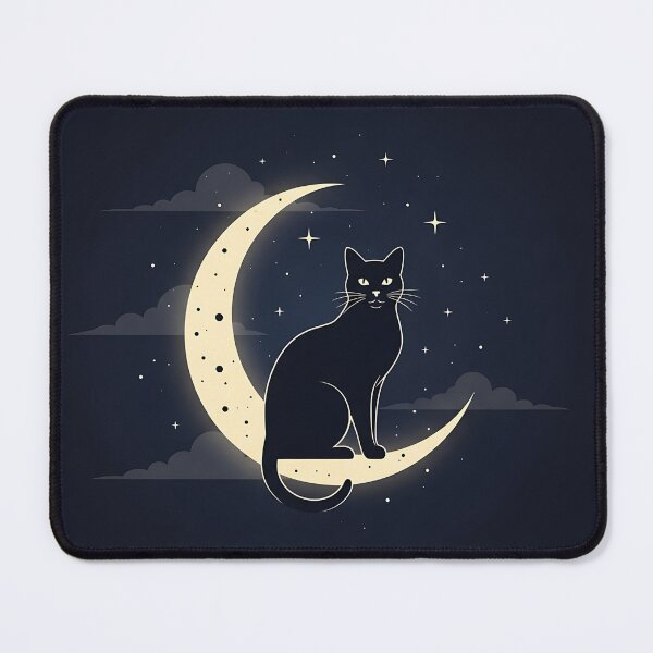 Item preview, Black Cat Sitting on Crescent Moon designed and sold by Michaelragheb.