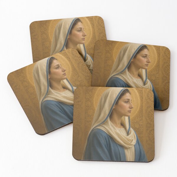 Item preview, Virgin Mary Sacred Profile | Classical Oil Painting | Golden Halo Christian Wall Art designed and sold by kutji-sacred.
