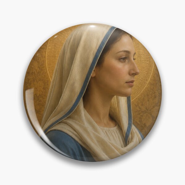 Item preview, Virgin Mary Sacred Profile | Classical Oil Painting | Golden Halo Christian Wall Art designed and sold by kutji-sacred.