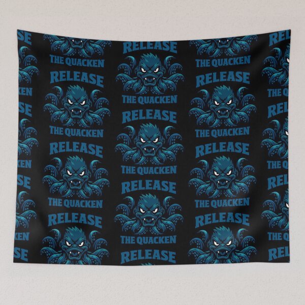 Item preview, Release The Quacken Funny Duck Cthulhu Monster Typography designed and sold by TeeTimeTreasure.