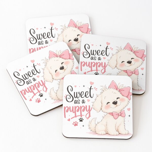 Item preview, Sweet as a Puppy – Cute Kawaii Dog Quote | Adorable Puppy Lover Gift | Cute Animal Illustration Sticker designed and sold by CRAZZYDOODLES.