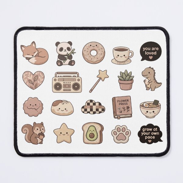 Item preview, Kawaii Cute Icons Sticker Pack Fox Panda Dino Cottagecore Set designed and sold by InfiniteOrbit.
