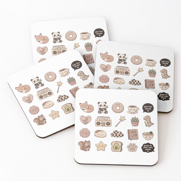 Item preview, Kawaii Cute Icons Sticker Pack Fox Panda Dino Cottagecore Set designed and sold by InfiniteOrbit.