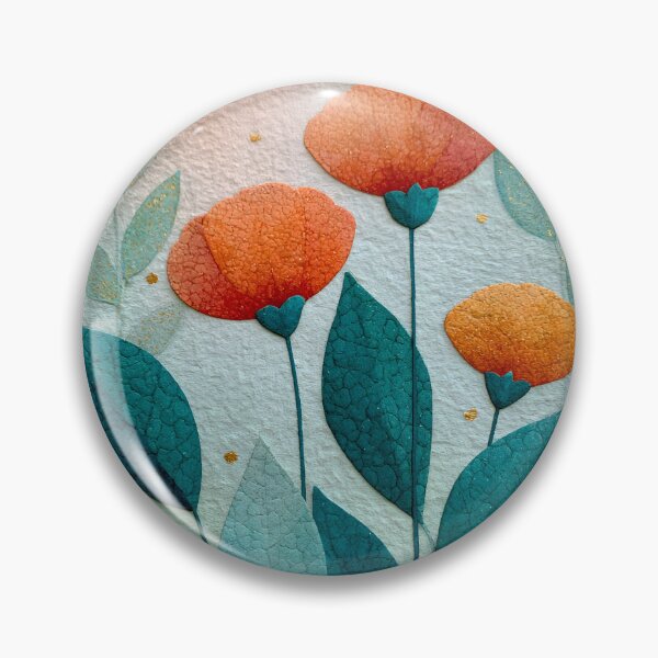 Item preview, Modern Abstract Floral Art – Minimalist Orange Flowers & Teal Leaves designed and sold by KAM-KAM-STORE.