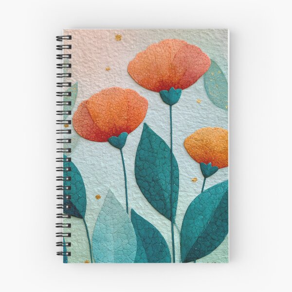 Item preview, Modern Abstract Floral Art – Minimalist Orange Flowers & Teal Leaves designed and sold by KAM-KAM-STORE.