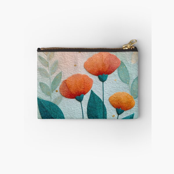 Item preview, Modern Abstract Floral Art – Minimalist Orange Flowers & Teal Leaves designed and sold by KAM-KAM-STORE.