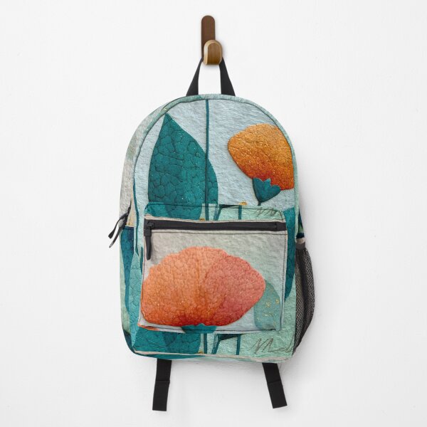 Item preview, Modern Abstract Floral Art – Minimalist Orange Flowers & Teal Leaves designed and sold by KAM-KAM-STORE.