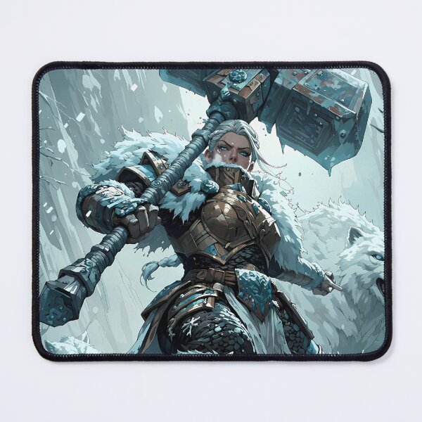 Item preview, Frozen Valkyrie Battle Maiden Direwolves Epic Fantasy Artwork designed and sold by BorgSpareParts.